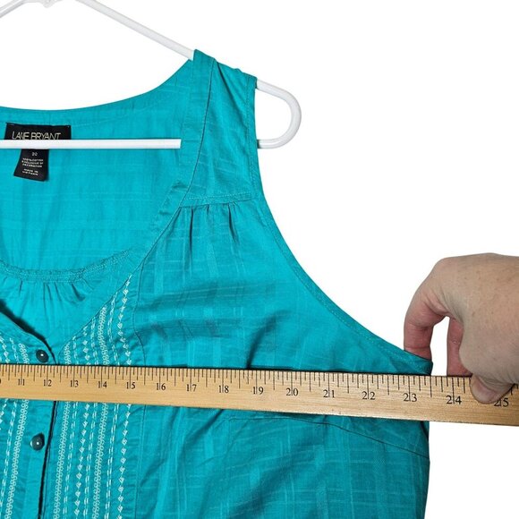 Lane Bryant Womens‎ Turquoise Sleeveless Button-Down Top Size 20 100% Cotton - Picture 6 of 7